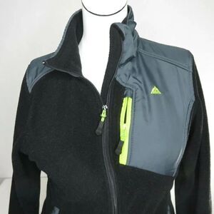 Snozu Platinum Jacket L Black Neon Green Trim Soft Shell Fleece Lined Full Zip